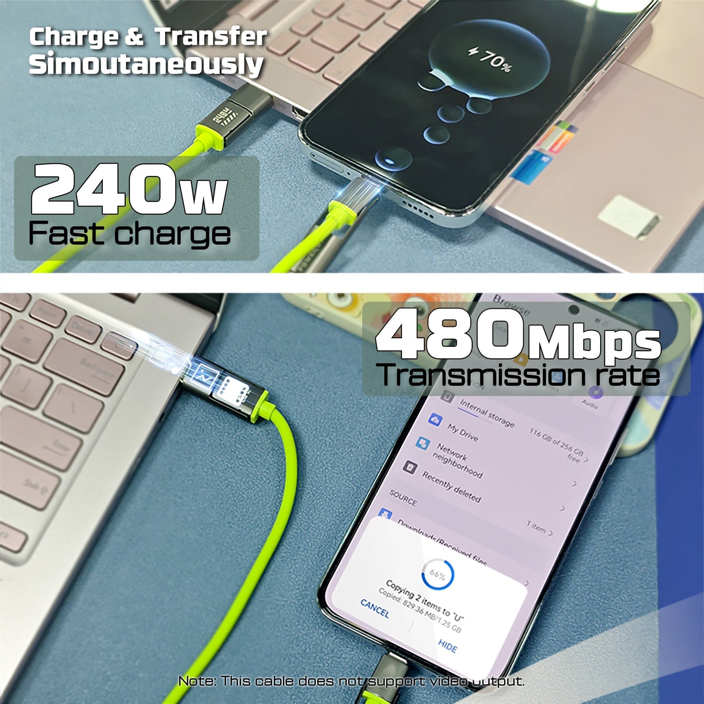 Câble de Charge Rapide 4-en-1 Powerwin 240W USB-C
