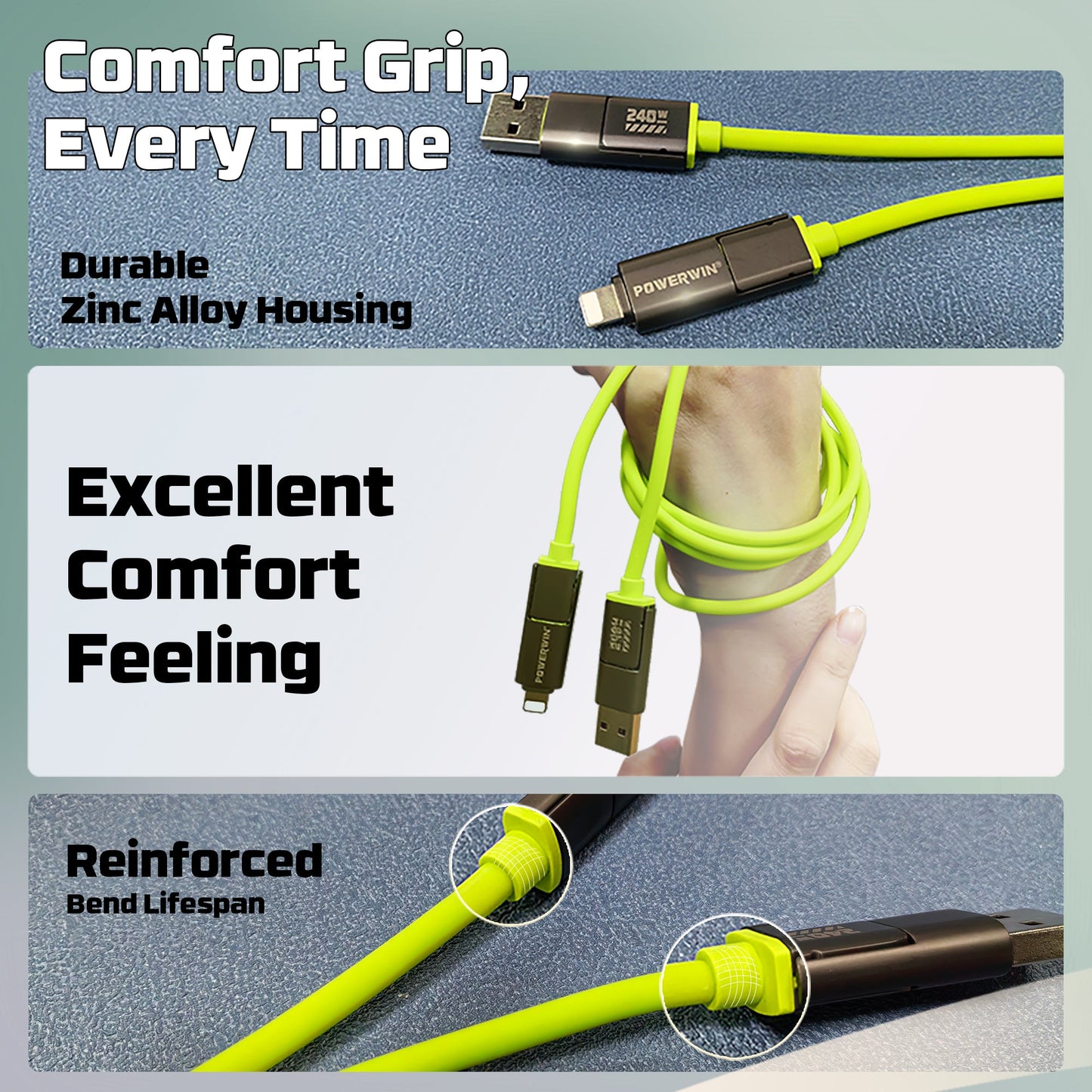Câble de Charge Rapide 4-en-1 Powerwin 240W USB-C
