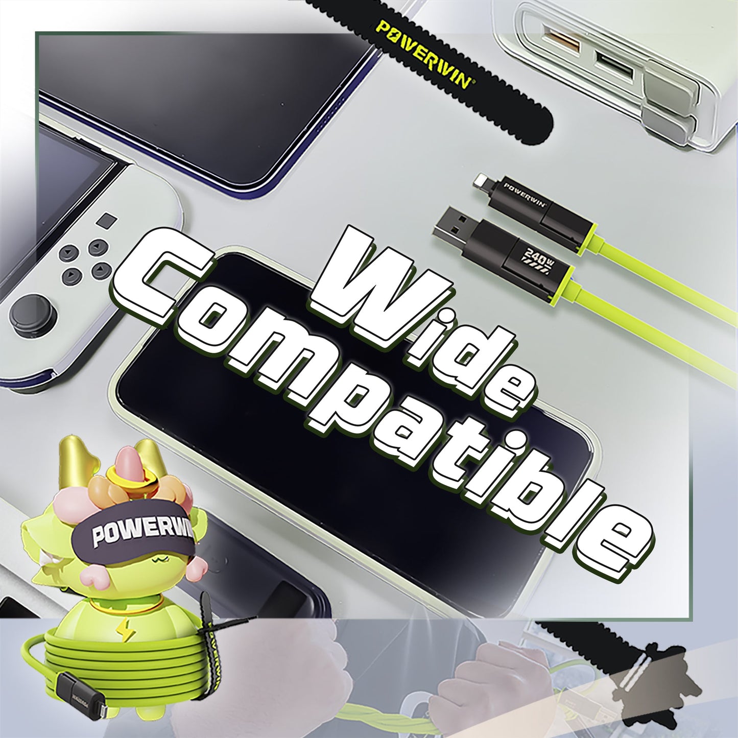 Câble de Charge Rapide 4-en-1 Powerwin 240W USB-C