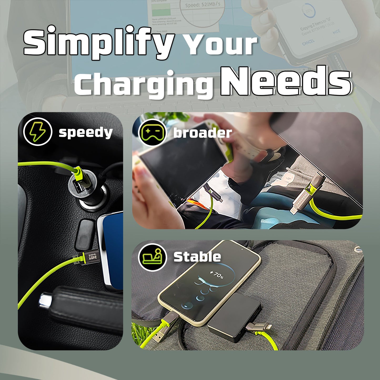 Câble de Charge Rapide 4-en-1 Powerwin 240W USB-C