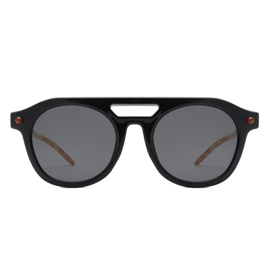 Daelis - Retro Brow-Bar Circle Vintage Inspired Round Sunglasses