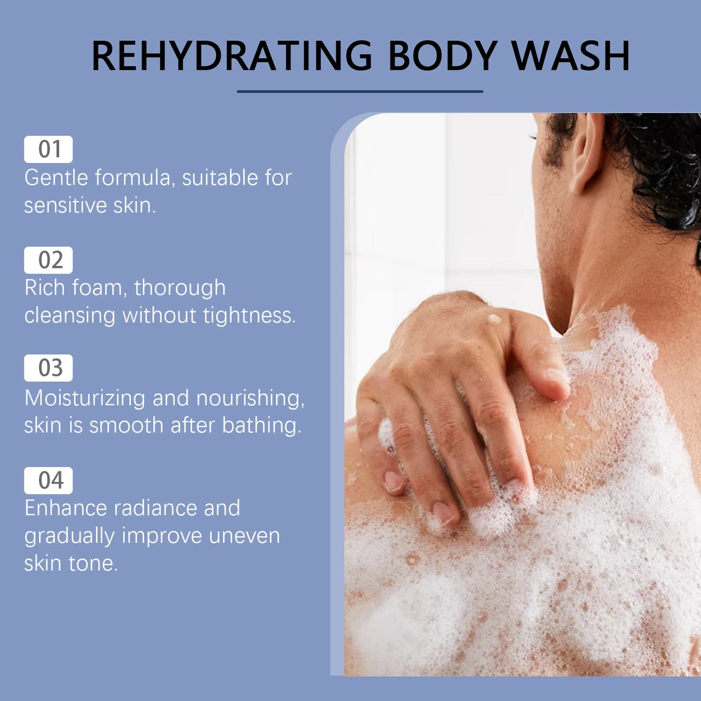 Gel Douche Acide Hyaluronique Homme - Nettoyage Profond et Hydratation Intense