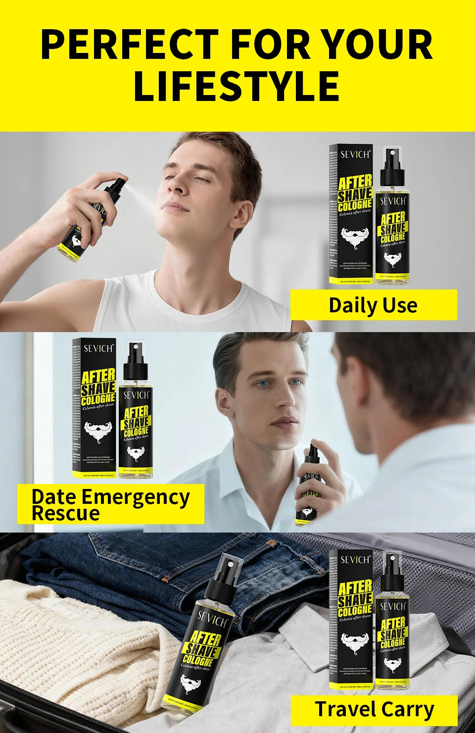 Spray Après-Rasage Homme - Brume Parfumée Apaisante - Nettoyant Barbe Rafraîchissant