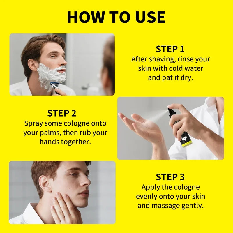 Spray Après-Rasage Homme - Brume Parfumée Apaisante - Nettoyant Barbe Rafraîchissant