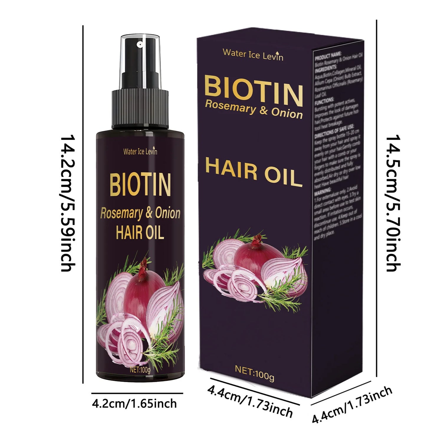 Rosemary Oil Three-In-One Spray: Scalp/Hair Care, with Onion Formula, Moisturizing Glossy Hair, Ideal Hair Care Oil