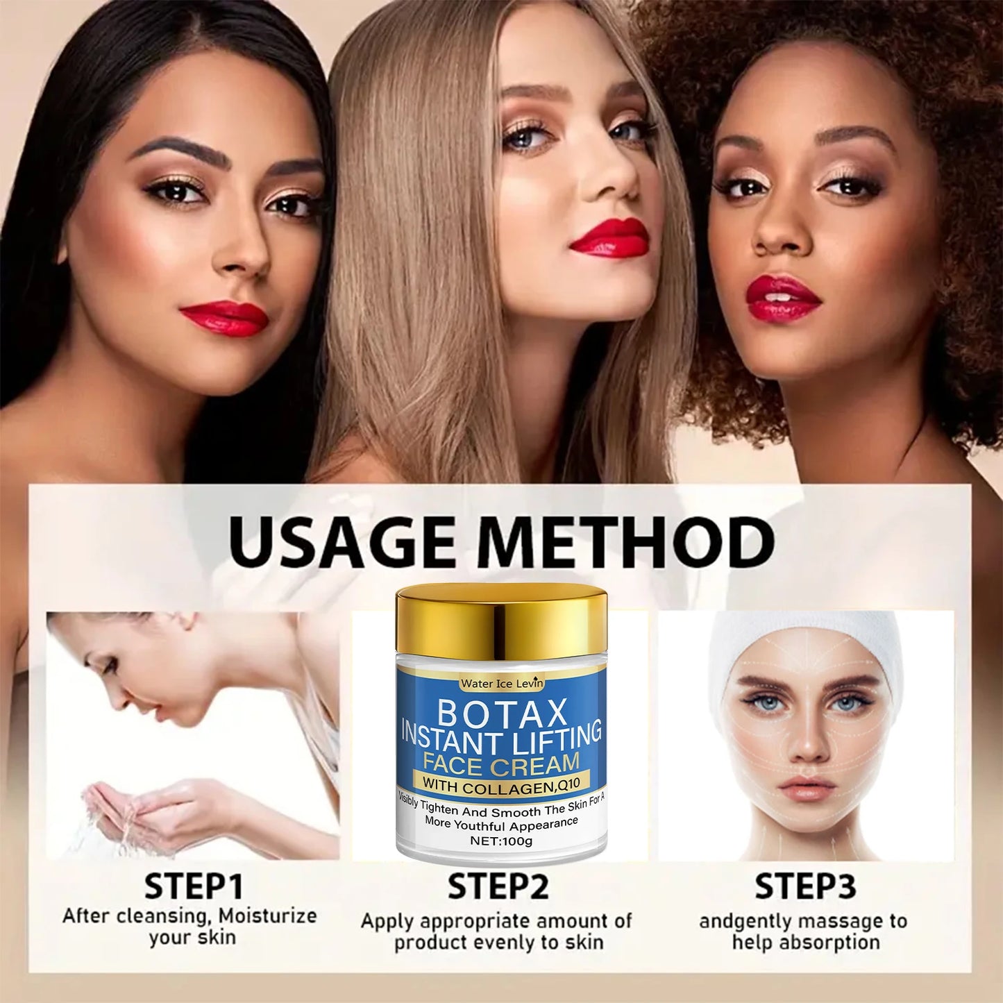 Instant Lifting Face Cream | Collagen + Q10 Boost | Visibly Tighter & Smoother Skin