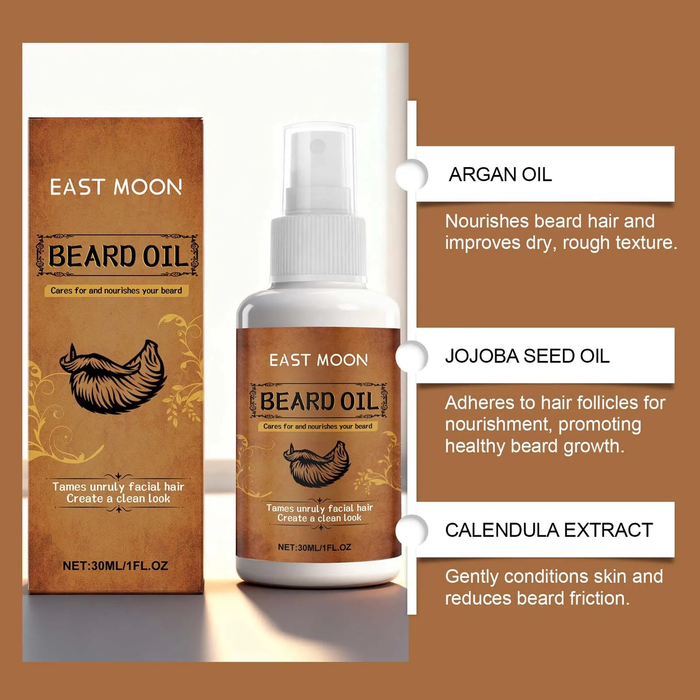 Spray Huile pour Barbe - Hydratant et Adoucissant Parfumé- Agapé Wellnes