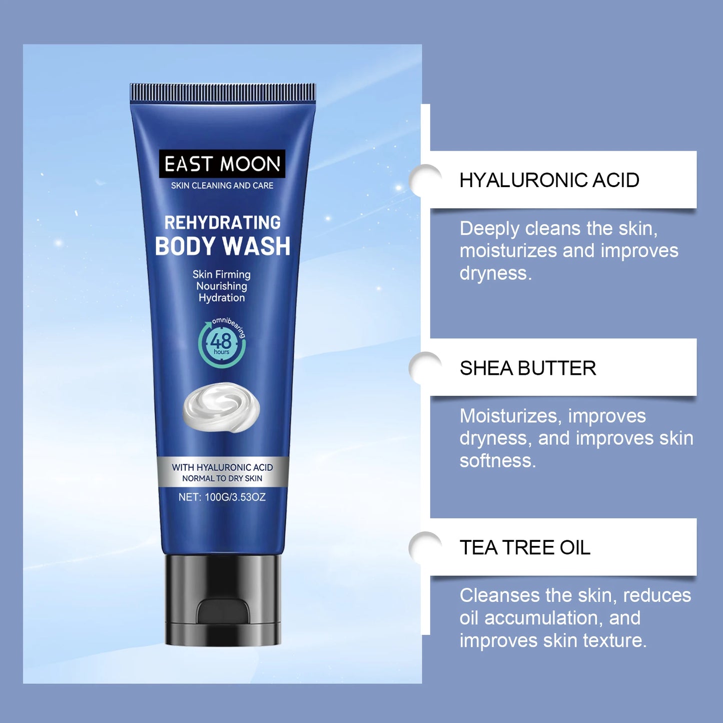 Gel Douche Acide Hyaluronique Homme - Nettoyage Profond et Hydratation Intense