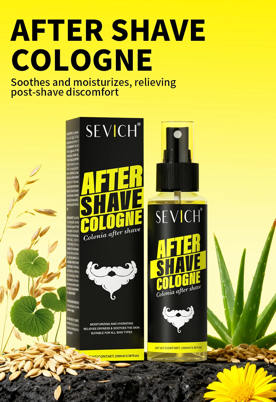 Spray Après-Rasage Homme - Brume Parfumée Apaisante - Nettoyant Barbe Rafraîchissant