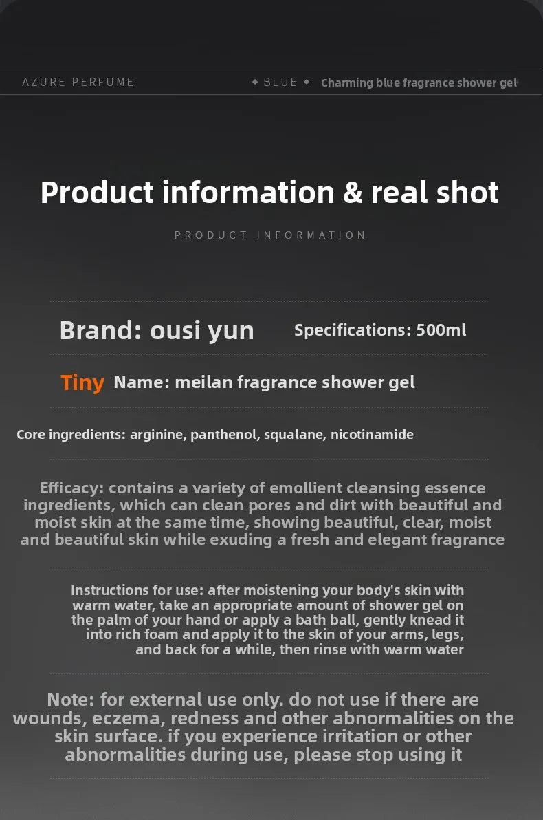 Gel Douche Parfumé Homme Charm Blue 500ml - Nettoyage Profond et Hydratant