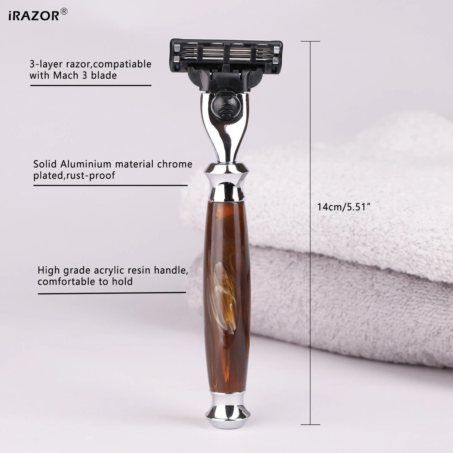 Rasoir Manuel Premium iRAZOR Homme - Compatible Lames Mach 3 - Épilation Douce