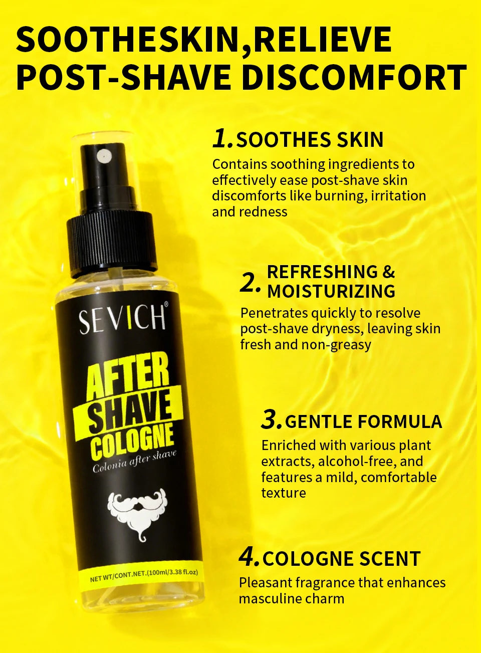 Spray Après-Rasage Homme - Brume Parfumée Apaisante - Nettoyant Barbe Rafraîchissant