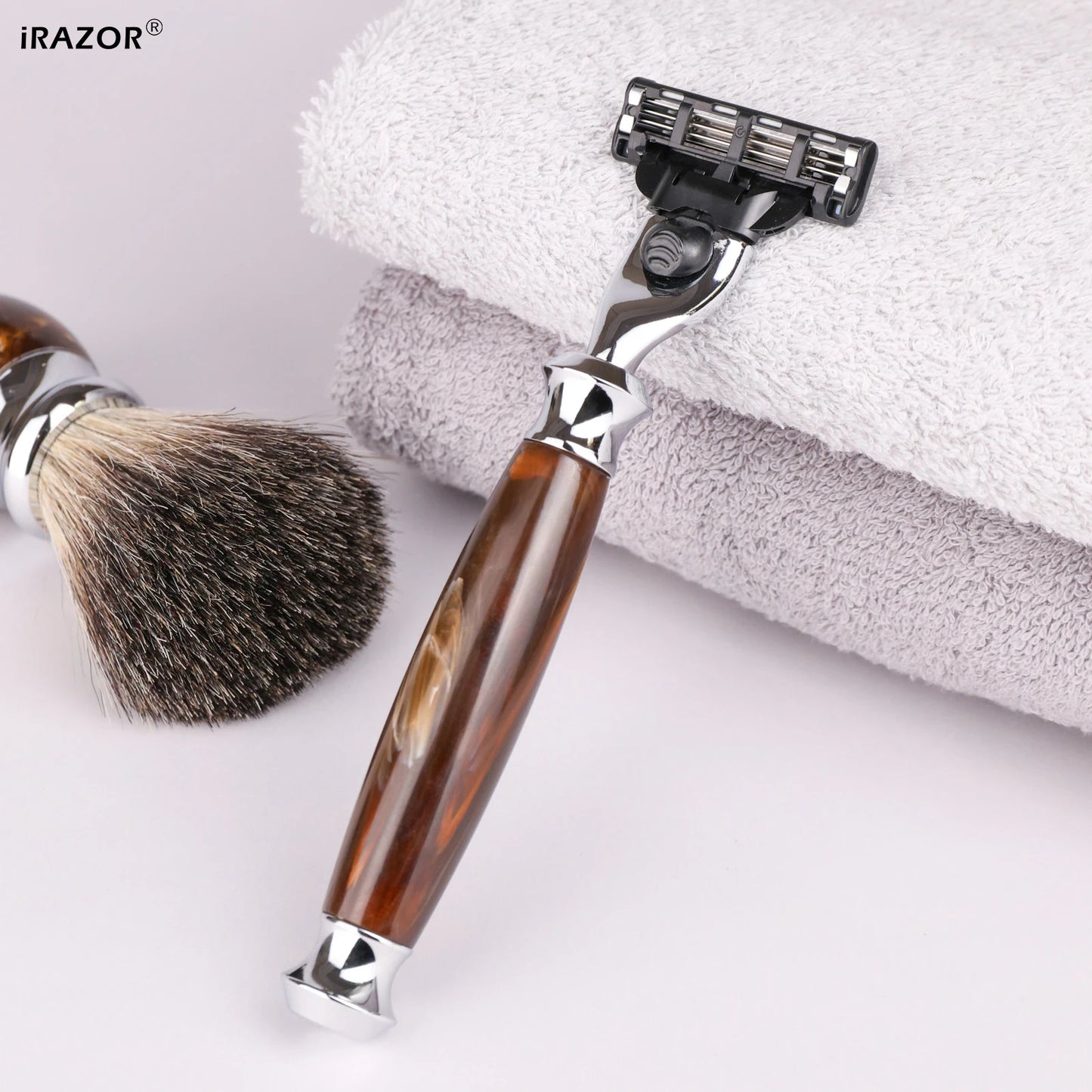 Rasoir Manuel Premium iRAZOR Homme - Compatible Lames Mach 3 - Épilation Douce