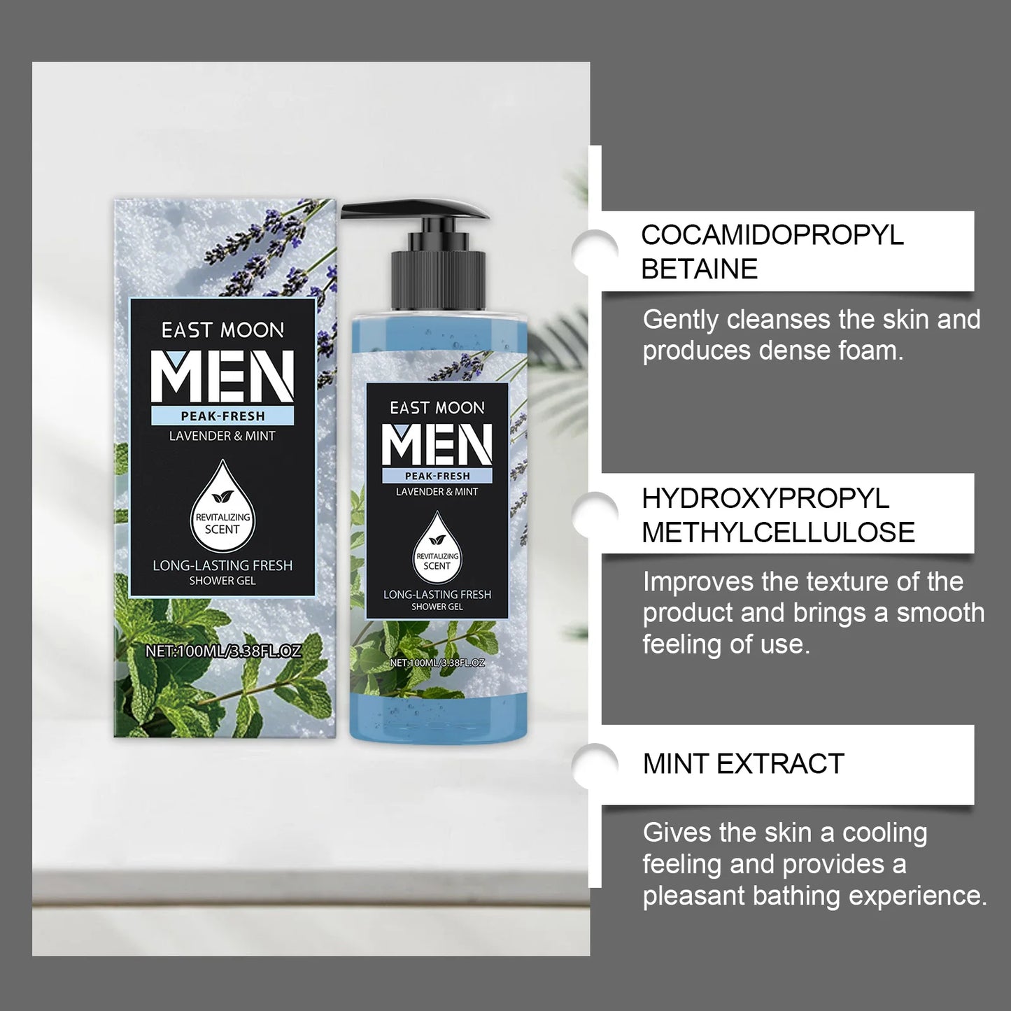 Gel Douche Parfumé Homme 4 Senteurs - Extraits Naturels - Nettoyage Profond