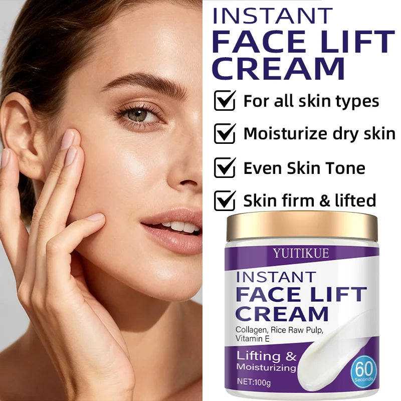 Crème Lifting Instantané - Collagène & Riz - Hydratation Profonde Anti-Âge