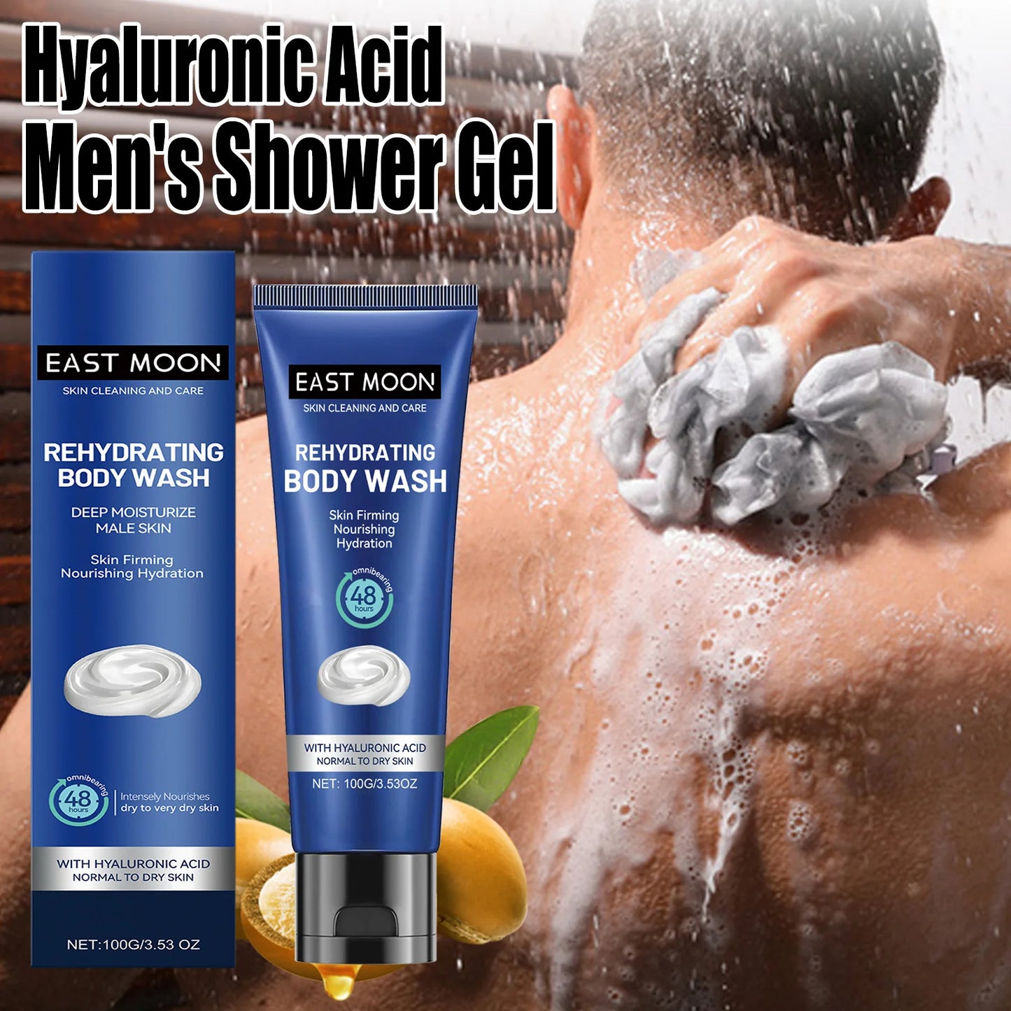Gel Douche Acide Hyaluronique Homme - Nettoyage Profond et Hydratation Intense