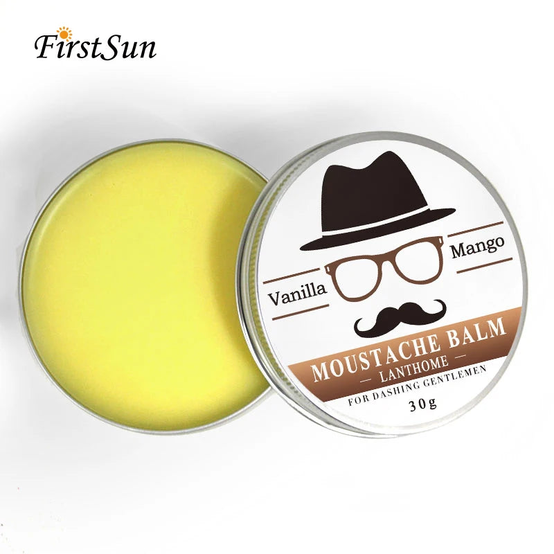 Baume à Barbe Naturel Homme - Cire Coiffante et Huile de Croissance - Hydratant Lissant