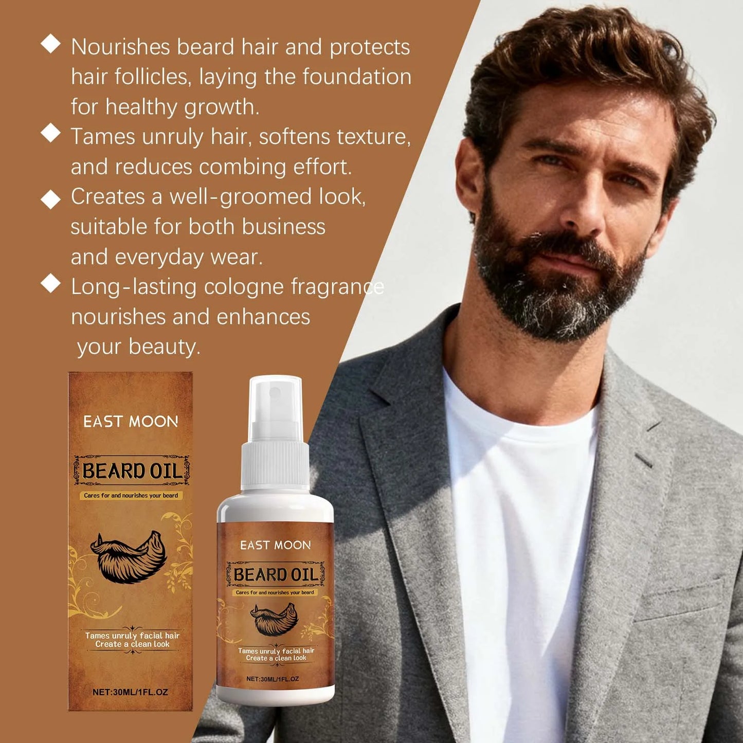 Spray Huile pour Barbe - Hydratant et Adoucissant Parfumé- Agapé Wellnes