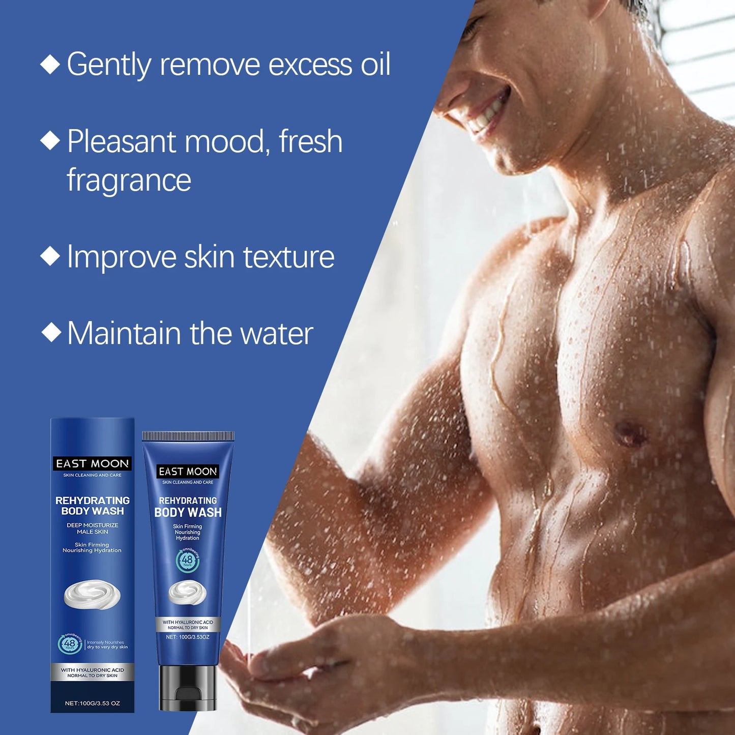 Gel Douche Acide Hyaluronique Homme - Nettoyage Profond et Hydratation Intense