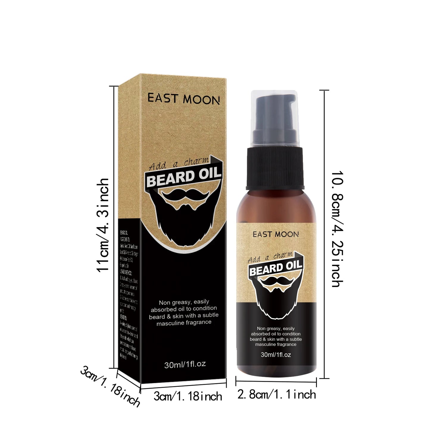 East Moon Naturl Beard Oil Enhance Mustache Nourishing Smooth Longer Thicker Anti Hair Loss Gentle Skin Friendly Fresh