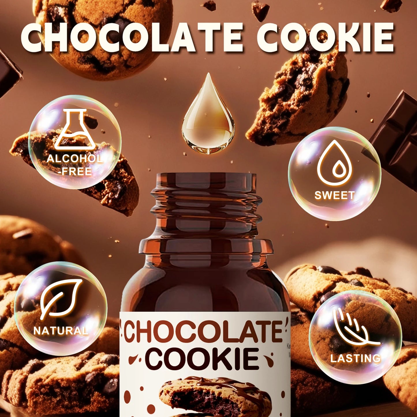 Huile Essentielle Parfumée Chocolate Cookie 10ml - Aromathérapie Voiture et Diffuseur- Agapé Wellnes