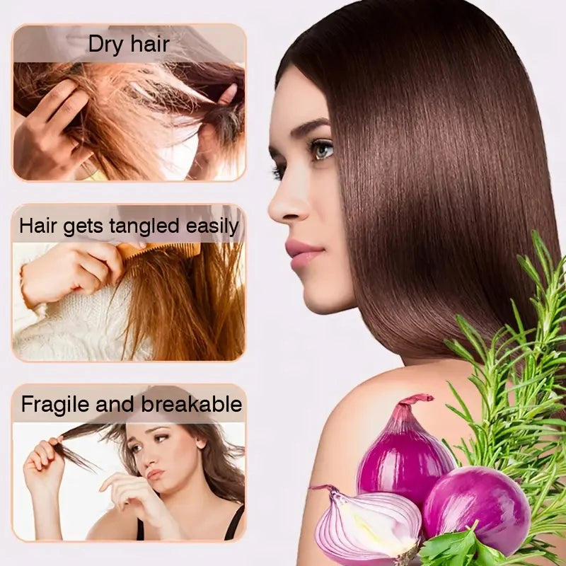 Rosemary Oil Three-In-One Spray: Scalp/Hair Care, with Onion Formula, Moisturizing Glossy Hair, Ideal Hair Care Oil