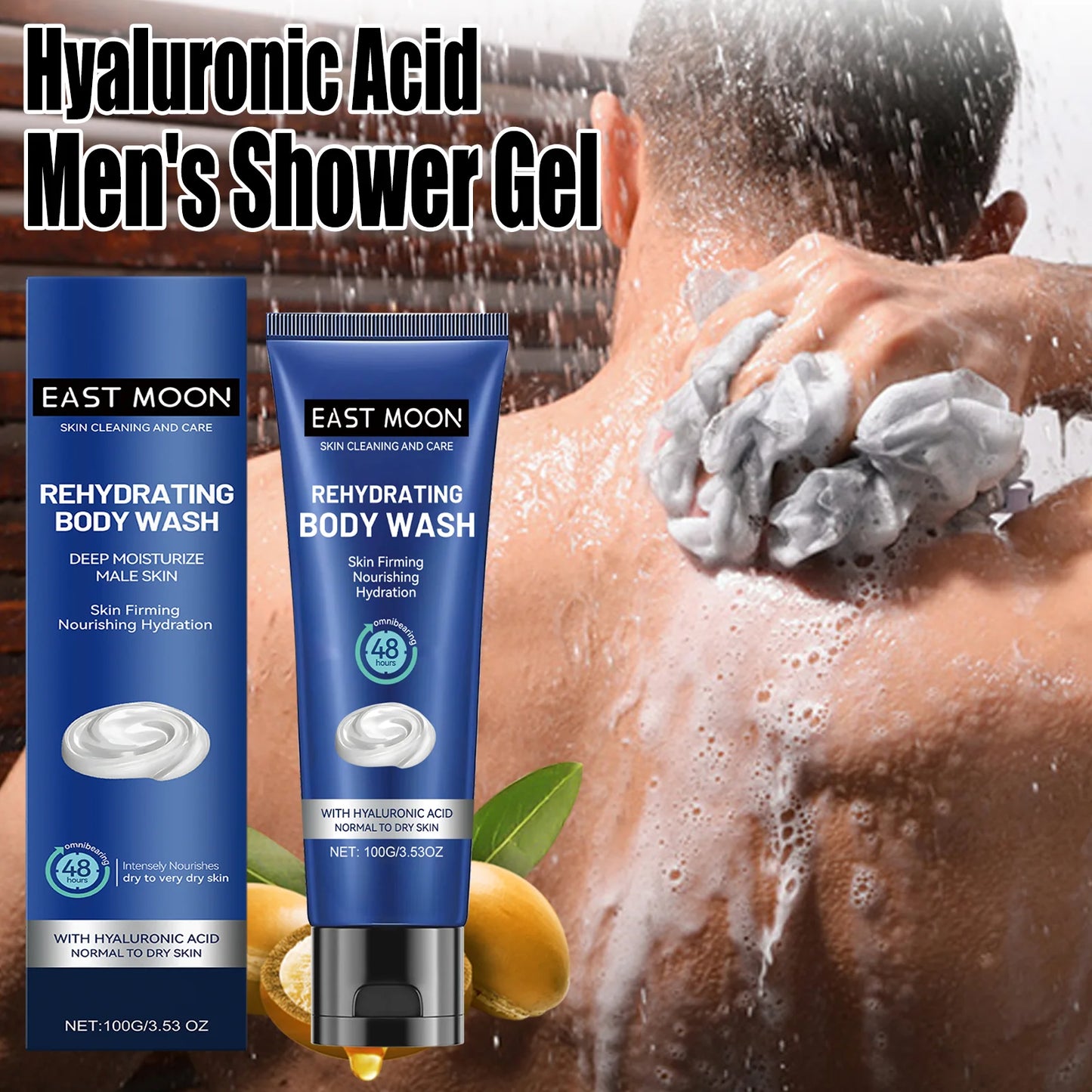 Gel Douche Acide Hyaluronique Homme - Nettoyage Profond et Hydratation Intense