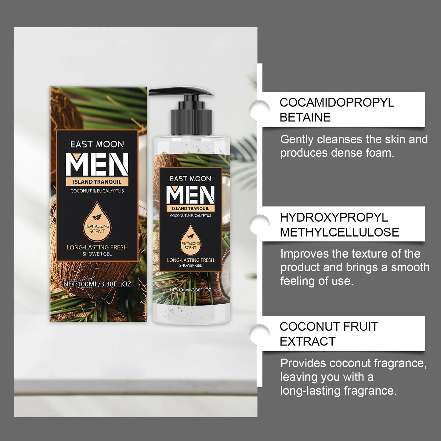 Gel Douche Parfumé Homme 4 Senteurs - Extraits Naturels - Nettoyage Profond