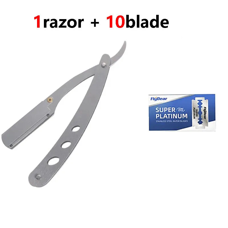 Rasoir Barbier Professionnel Homme - Lame Droite Acier Inoxydable - Rasage Traditionnel