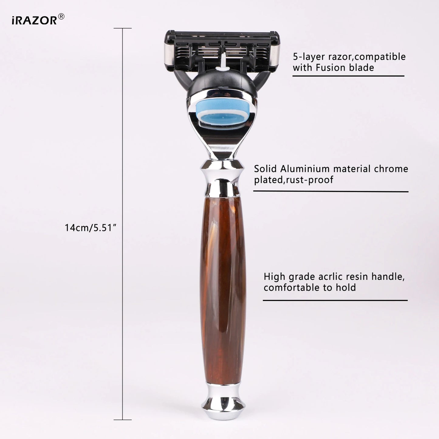 Rasoir Manuel Premium iRAZOR Homme - Compatible Lames Mach 3 - Épilation Douce